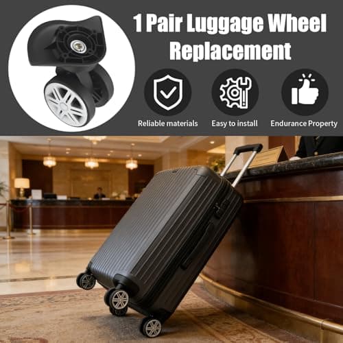 JUUDDENPARTS 2 Pairs Suitcase Wheels Replacement, Multi-functional Luggage Wheel Replacement, PVC and Stainless Steel Design, Suitable for Travel and Business Suitcases — view 3