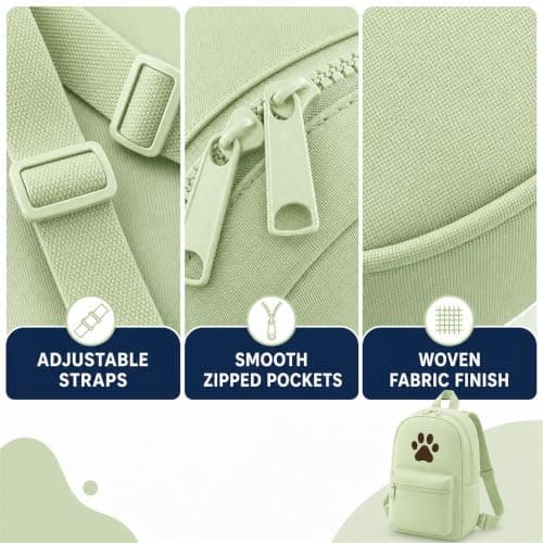 Hoolaroo Personalised Dog Bag Dog Walking Rucksack Doggy Daycare Backpack 35x23cm – Custom Name Pet Travel Organiser for Walks, Daycare, Hikes – Lightweight, Durable & Water-Resistant, Green — view 5