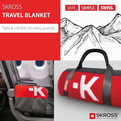 SKROSS Soft Fleece Blanket, Grey & Red — view 2