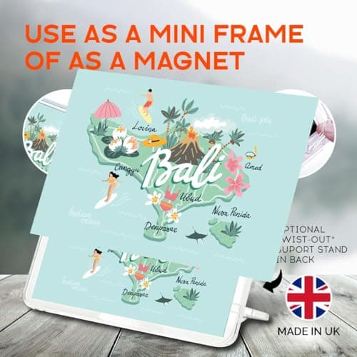 Classic Rectangle Magnet with Stand - Bali Floral Summer Adventure Travel - Fridge Locker Office Whiteboard Toolbox #57278 — view 4