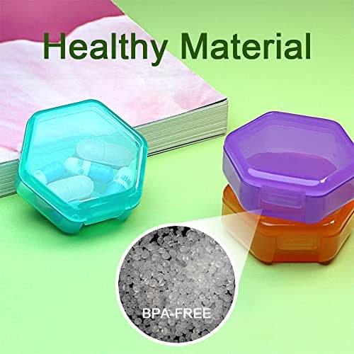 3 PCS Small Pill Box, BPA Free Pill Case to Hold Vitamins, Moistureproof Daily Pill Box Organiser for Travel, Portable One Day Pill Case Container (Cyan-Orange-Purple) — view 2
