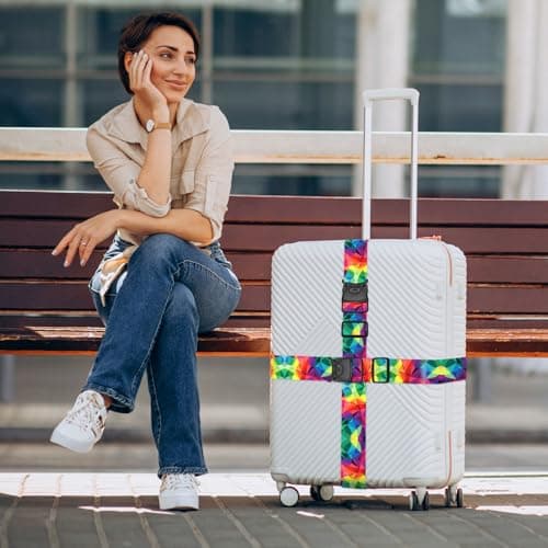 MOTONG 2 PCS Luggage Straps,200 CM Adjustable Suitcase Straps Personalised Luggage Straps Suitcases Heavy Duty Suitcase Belts Thickened Luggage Belt with Quick Release Buckle Camouflage — view 2