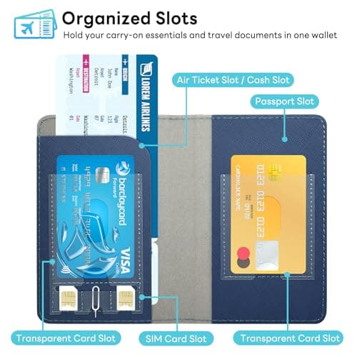 YAVIV Passport Holder for Women&Men，Travel Wallet RFID Blocking-Blue — view 3