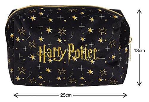 Harry Potter Make Up Bag for Women Girls Pencil Case Black Velvet Cosmetic Toiletries Bag Travel Accessory Deathly Hallows Gift — view 2