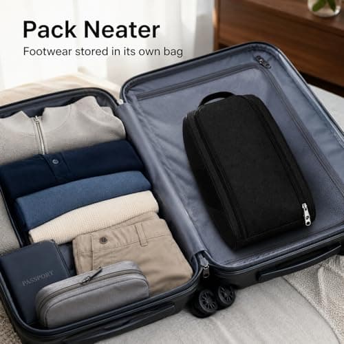 Optimised Travel Shoe Bag with Breathable Dust-Repellent Fabric and Secure Zip-Around Closure - Foldable Gym & Sports Storage Organiser for Trainers, Football Boots, Golf Shoes, Rugby Boots — view 4