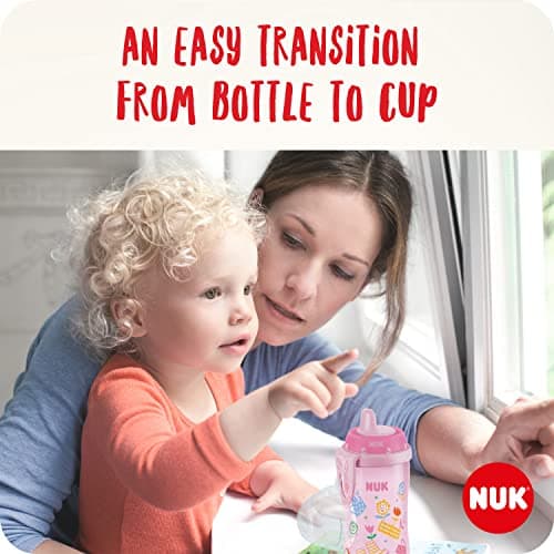 NUK Kiddy Cup Toddler Cup | 12+ Months | 300 ml | Leak-Proof Toughened Spout | Clip & Protective Cap | BPA-Free | Yellow — view 2