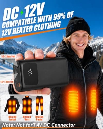 12V 15000mAh Battery Pack for Heated Gilet Jacket Pants for DEWBU&Milwaukee — view 2