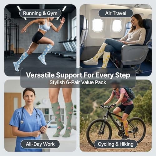 LEOSTEP Compression Socks 6 Pairs for Women Men, 20-30mmHg Support — view 6