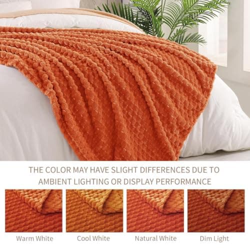 Exclusivo Mezcla Large 3D Fleece Blanket for Sofa, Couch, Burnt Orange — view 3