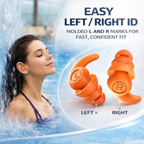Waterproof Swimming Ear Plugs for Adults, 4 Pairs Reusable Silicone Swimmer Earplugs, Ear Protection for Showering Swimming Bathing Surfing and Other Water Sports — view 4