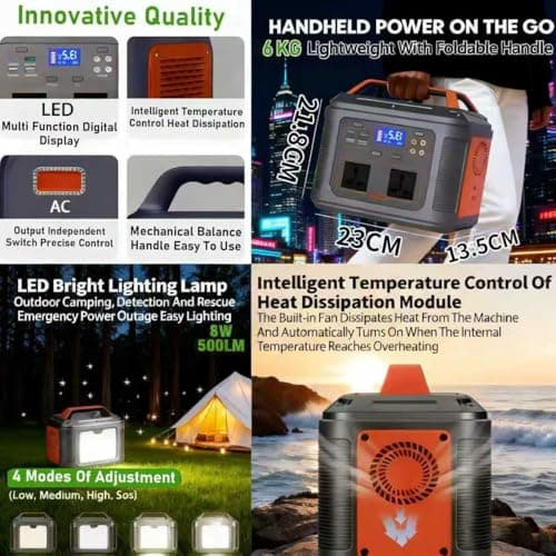 Rexhan 550W Portable Power Station, LiFePO4 Battery, Mobile Battery Power, Solar Generator, Emergency Outdoor Power, 120W Solar Panel, 2026 Version, 240V AC Outlet, Outdoor, Camping, RVs, USB-C — view 6