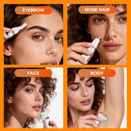 DSP 4 in 1 Electric Razor for Women, Rechargeable Ladies Shaver with LED Display & Fast Charging, Electric Trimmer for Face Body Legs Bikini, Portable Grooming Kit for Family — view 4