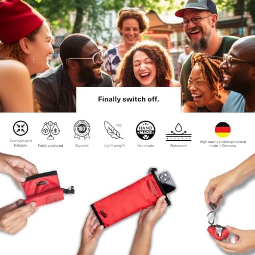 TOCA No Signal Sleeve - RFID Blocking Faraday Bag, Keyless Go & Smartphone/Laptop Protection, Data Privacy Shield, Water-resistant, Compact Red — view 3