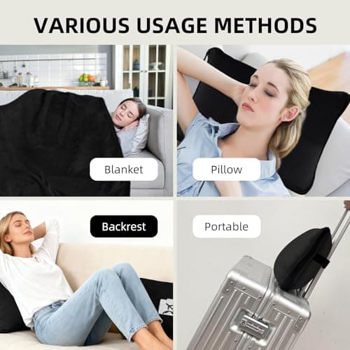 2 in 1 Travel Blanket and Pillow, Black — view 5