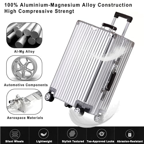 All Aluminium Hard Shell Suitcase Medium Size Travel Metal Suitcase — view 2