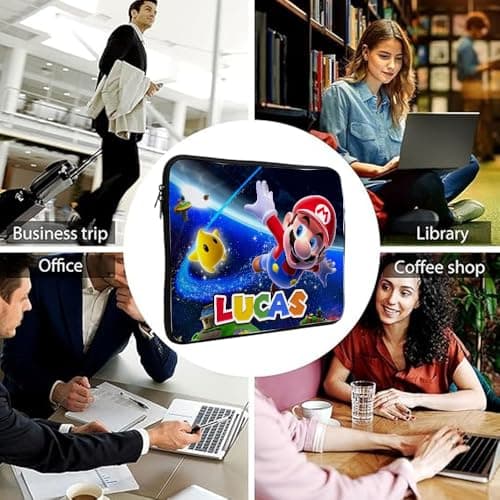Personalised ANY NAME Ma-rio funny Video Gamer, Gaming Enthusiast Gift for Kids,Back to School, Laptop Sleeve/Cover. (14") — view 6