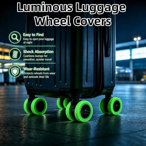WANGWUXINSHENG 8 Pcs Silicone Suitcase Wheel Protectors, Noise-Reducing Anti-Scratch Wheel Covers & Luggage Wheel Protectors for 2-2.4 Inch Spinner Wheels, Carry-On Travel Suitcase Accessories — view 6