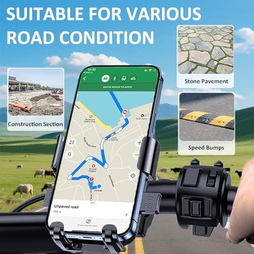 Bike Phone Mount Holder, Motorcycle Phone Mount for Scooter, Mountain, Dirt Bike, Stroller and Motorcycle, 360°Rotate Handlebar Phone Holder Compatible with iPhone & Android Smartphones from 4.7-7.2'' — view 6