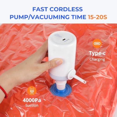 15 Pack Vacuum Storage Bags with Cordless Electric Pump in 5 Combo Sizes — view 4