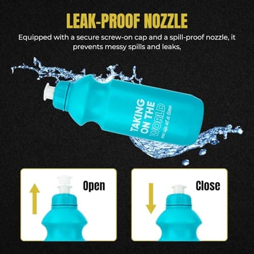 HOMESHOPA Squeeze Sports Plastic Water Bottle, 1 Pack Blue Non-Toxic Pull Top Wide Mouth Opener, Durable Leak Proof Drinking Bottle For Running, Gym, Fitness, Yoga, Outdoors and Camping — view 3