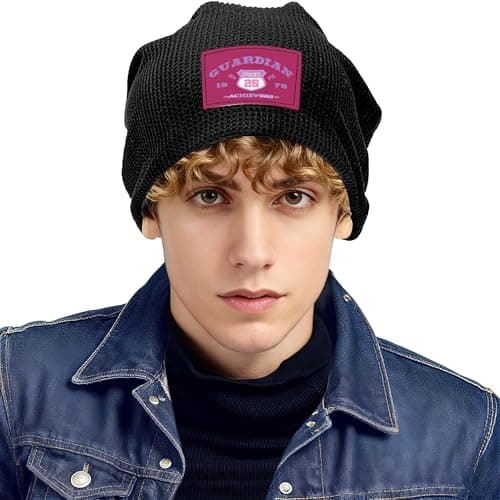 ZALXOZYL Slouchy Beanie Run Sustainable Travel Soft Journey Lightweight Traveling Light Plush Inner Lining Cartoon Patterns Travel Black 4 — view 4