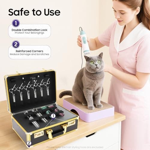 Professional Hair Stylist Case & Barber Travel Organizer Tool Box, Makeup Storage with Combination Locks, for Cosmetics, Hairdryer, Scissors, Salon — view 2