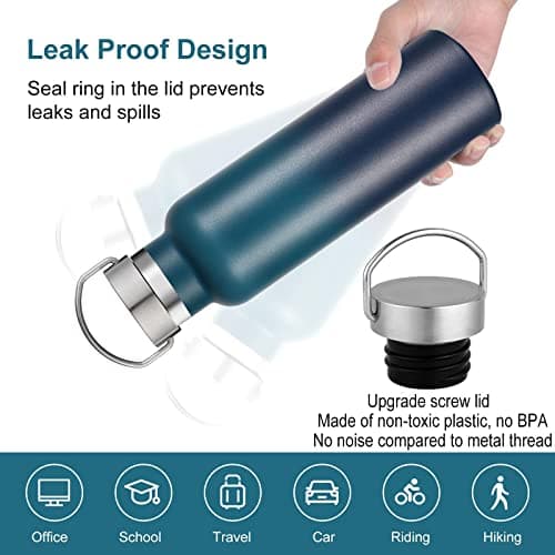Volhoply Gradient Stainless Steel Water Bottles,600 ML Vacuum Insulated Double Wall Travel Bottle with Leak Proof Lid of Handle,Metal Reusable Standard Mouth Flask for School,Hikers,Gift — view 4