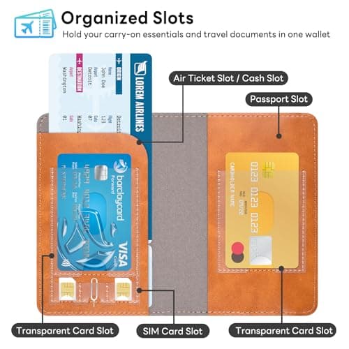 YAVIV Passport Holder for Women&Men，Travel Wallet RFID Blocking-Brown — view 3