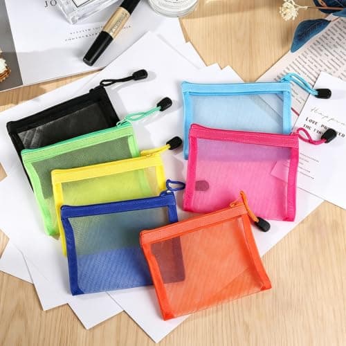 7PCS Mesh Small Make up Bag Set, Small Pouch with Zip Travel Toiletry Bags — view 6