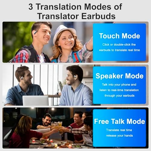 AI translation earbuds real time-150 Language Translator Earbuds,Audifonos traductores inglés españo,3 in 1 Translating Device, Translate Ear Buds for Travel&Business&Meetings&Learning, Black — view 3