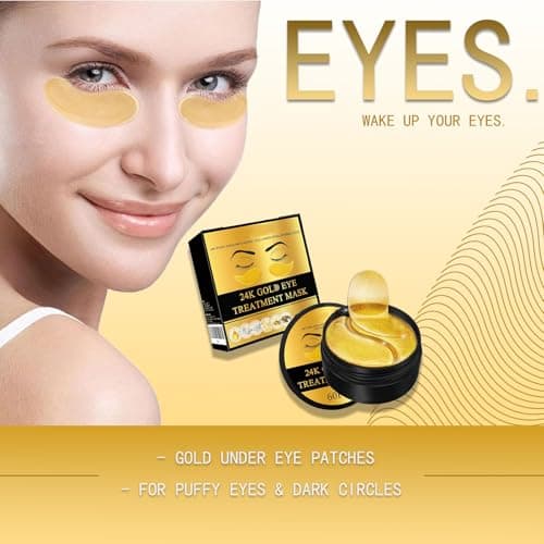120 Pcs 24K Gold Under Eye Patches for Dark Circles and Puffy Eyes – Collagen Eye Mask for Anti-Aging and Hydrating Skincare — view 2