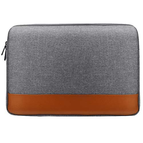 15.6 Inch Laptop Sleeve Protective Case Soft Oxford + PU Zipper Cover Carrying Bag Compatible for Notebook Tablet Ultrabook Chromebook of Dell HP ThinkPad Lenovo Asus Acer Samsung,Grey