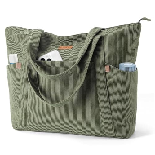 Lekespring Laptop Tote Bag for Women - Large Capacity Shoulder Bag with Zip and Pocket for College School Work Travel Shopping(Green)
