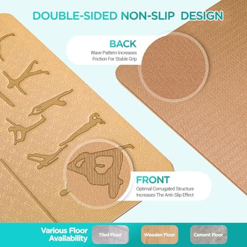 OUTDOUSE TPE Yoga Mats for Women,Brown 183x61x0.6cm — view 3