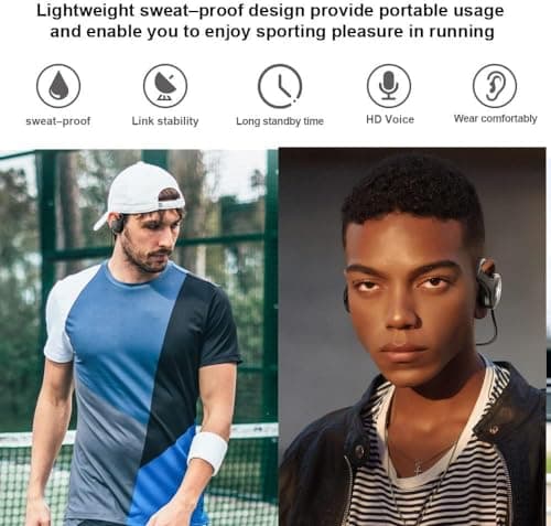 XUJAIOLQP Sports Bluetooth Headphones, Bluetooth 5.0 Over-Ear Headphones, Support TF Card and FM Radio, CVC8.0 Noise Canceling Earset 12 Hours Playtime for Running, Bicycling, Gym (Pack of 2) — view 5
