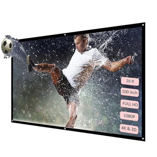 BONKZEBU Foldable Projection Screen with Hook and Tape, for Home Theater