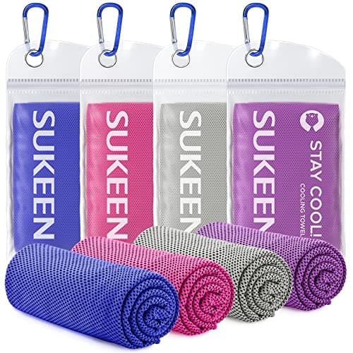 Sukeen [4 Pack Cooling Towel (40"x12"),Ice Towel,Soft Breathable Chilly Towel,Microfiber Towel for Yoga,Sport,Running,Gym,Workout,Camping,Fitness,Workout & More Activities