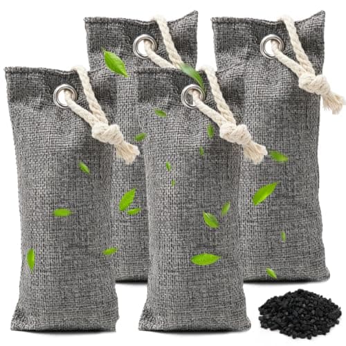 4 Pack Bamboo Charcoal Air Purifying Bags, Activated Charcoal Absorber