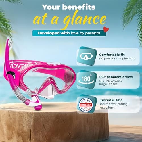 KIDVERSE Kids snorkel mask age 5 to 15 - Snorkel mask kids - Diving goggles with fabric or silicone strap - Snorkelmask set — view 2