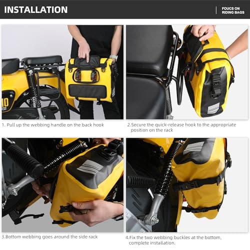 Rhinowalk Motorcycle Saddlebag 15L Waterproof Luggage Bag Quick Release Motorcycle Side Bag Fits Most Adventure and Sports Bike Motor Racks(Black, 1 Pack) — view 6