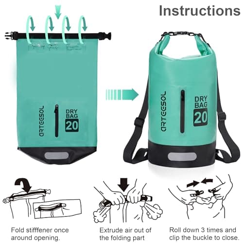 Blackace arteesol Waterproof Dry Bag 5L 10L 20L 30L Waterproof Bag with Long Adjustable Handle for Kayaking Boat Excursion Canoe/Fishing/Rafting/Swimming/Snowboarding — view 3