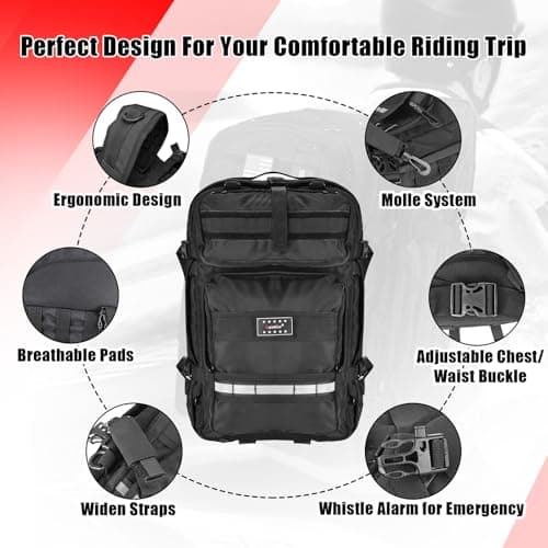 Goldfire Motorcycle Helmet Backpack for Men Expandable 30L Large Capacity Waterproof Motorcycle Backpack Hiking Outdoors Bag Riding Backpack with USB Charging Port — view 4