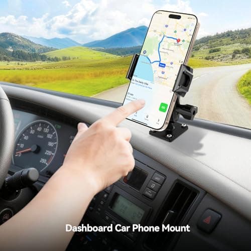 MAGJIEYX Drill Base Car Phone Holder, 360° Rotatable Phone Mount for Truck Boat Planes Wall Dashboard Secure Grip Compatible with for iPhone Samsung 4.7''-7'' All Smartphones Car Accessories — view 2