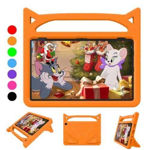 DJ&RPPQ Case for 10 inch Tablet,Light Weight Shock Proof Handle Stand Kids Friendly Case for 10 Tablet.Also for 10in Sony Nokia iPad Samsung Android Tablets. (Orange)