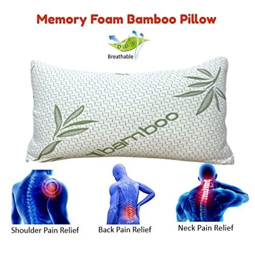 ARLINENS 3 Pack Bamboo Memory Foam Pillow Neck & Shoulder Support Orthopaedic Pillow Sleeping Comfortable Bed Pillows removable Cover, Anti-Bacterial Support,Pain Relief Pillows, 70x40 cm — view 5