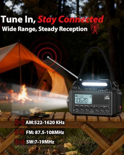 Roxicosly 12000mAh Wind Up Emergency Radio with Solar Hand Crank Charging — view 2