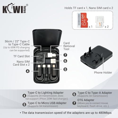 KIWIFOTOS Multi-Function Data Cable Kit Multi-Type Charging Cable Convertor — view 2