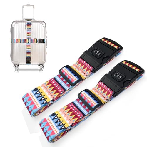 SUWEIR Luggage Straps (2 with Lock) for Suitcases & Travel Bags