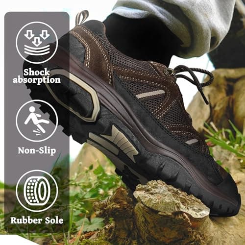 MIXIN Mens Hiking Shoes Lightweight Breathable Non Slip Low Top Walking Hiking Outdoor Shoes, brown, 10.5 UK — view 5