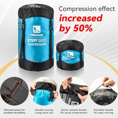 HIKEMAN Compression Stuff Sack for Sleeping Bag - Lightweight Compression Bag,Water-Resistant Sleeping Bag Stuff Sack for Camping Outdoor Hiking Backpacking Travelling (Black, S) — view 5